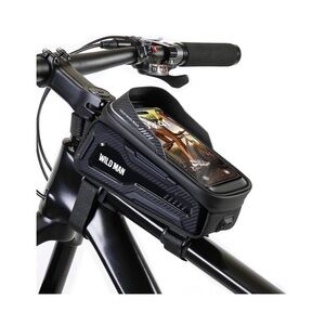 Bicycle Front Frame Bag Waterproof Phone Holder Compatible with 6.5”(Black)‎